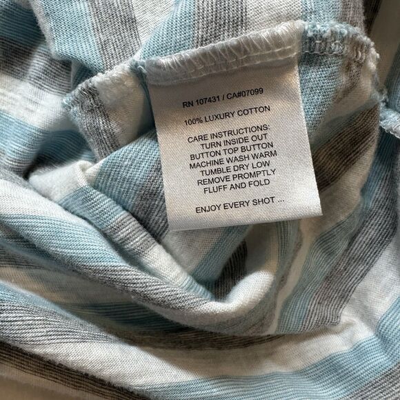 LINKSOUL Polo Shirt Mens 2XL Blue/Gray Horizontal Striped Golf Rugby - Picture 4 of 6